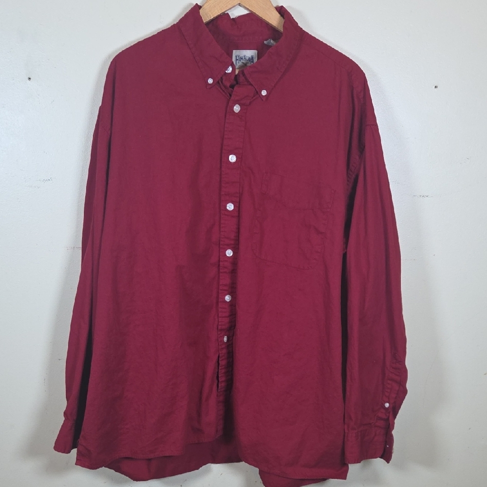 Himalaya Outfitters Button Down Shirt 2XL Big 100% Cotton Red